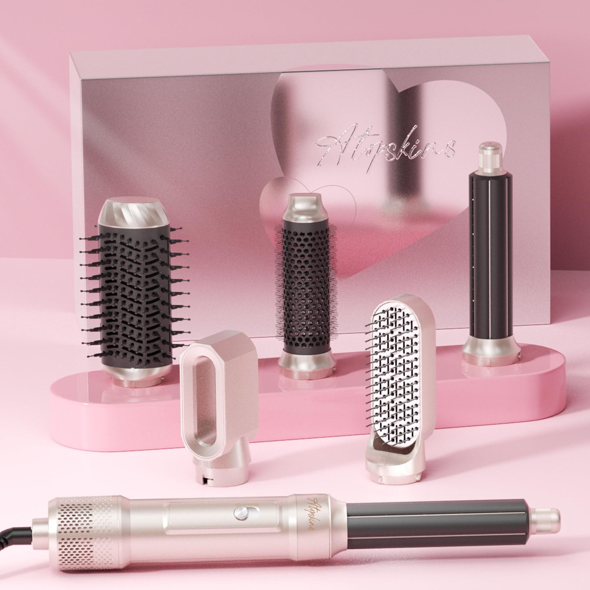 Atopskins Secador Pelo Profesional, 6 en 1 Secador y Cepillo de Pelo, Airstyler Set Modelador de Cabello, Plancha Alisadora, Cepillo Rizador,Secador Profesional,Hairstyler Regalos para Mujeres Styling