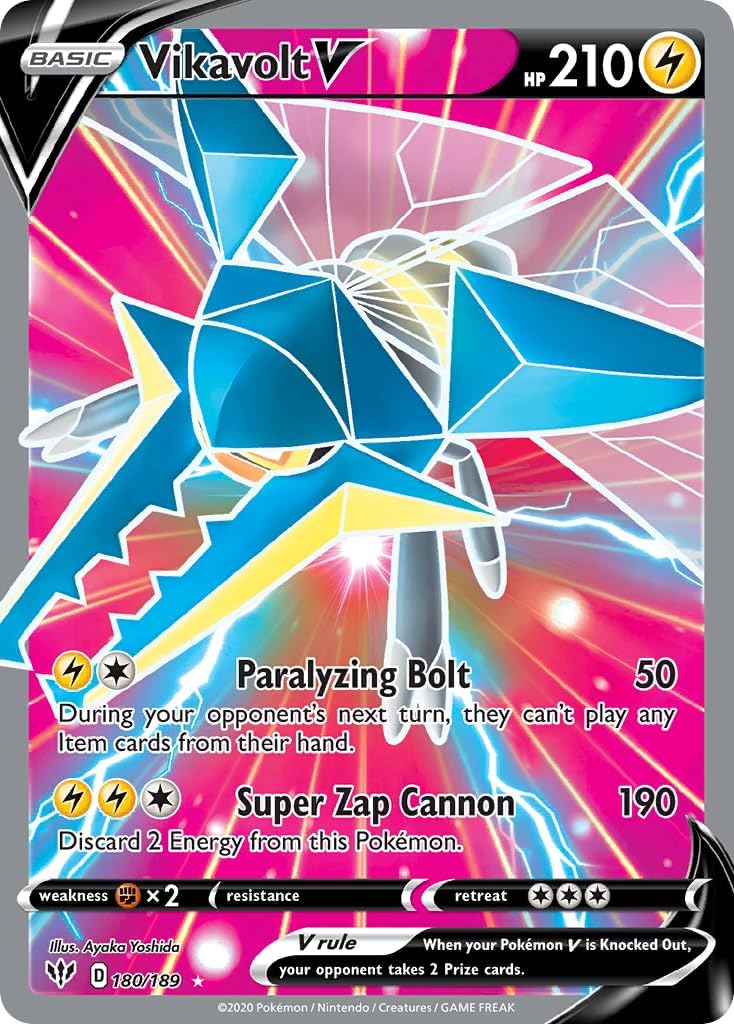 Pokemon - Vikavolt V 180/189 - Darkness Ablaze - Full Art Holo - Single Card