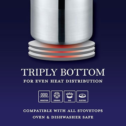 Miniatura 5 de CONCORD Olla de acero inoxidable con tapa de vidrio (compatible con inducción) ((10 QT)