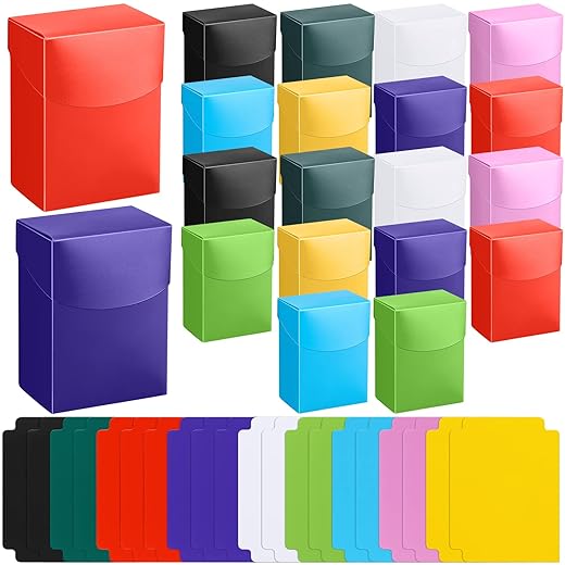 40-Piece Deck Card Boxes with 20 Dividers - Includes 20 Trading Card Deck Cases with 20 Dividers - Storage Organizer for Trading, Family, Party Games