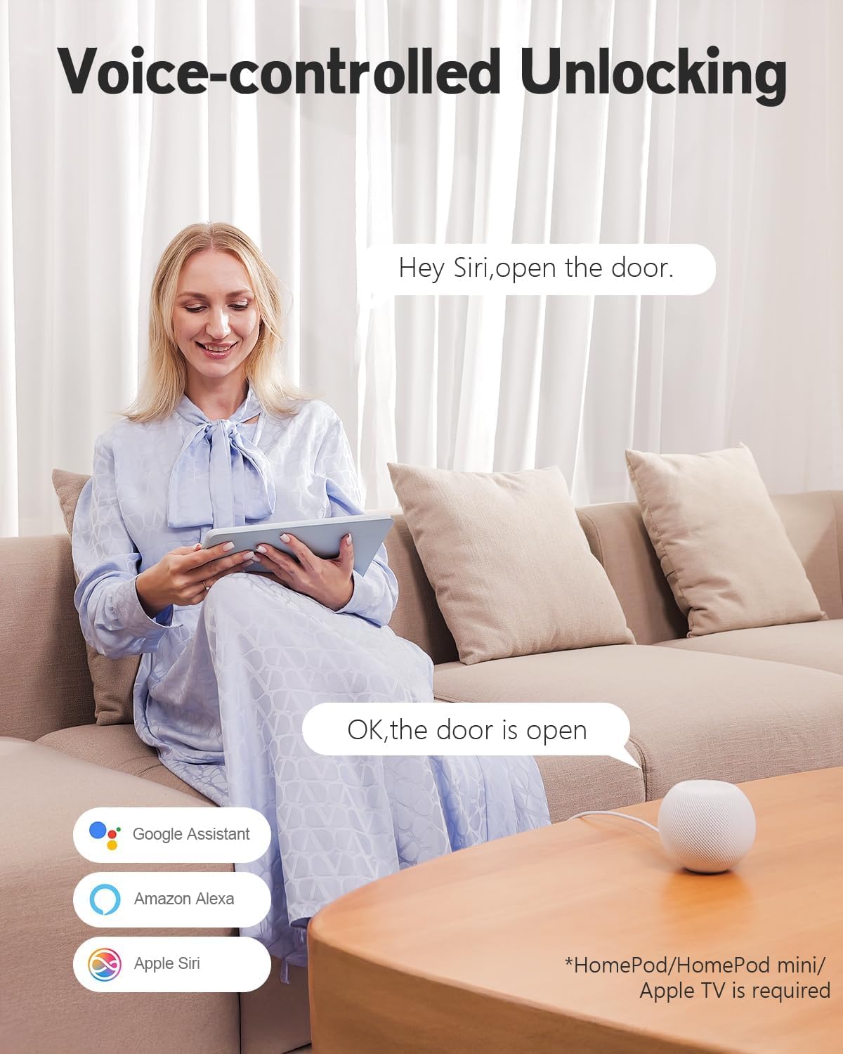Inteligentny zamek do drzwi z ekosystemem Apple Home, czytnik linii papilarnych, bezkluczykowy, blokada drzwi wejściowych, zasuwa z kodem, wbudowane Wi-Fi, IP65, obsługuje Apple Homekit, Alexa, Google