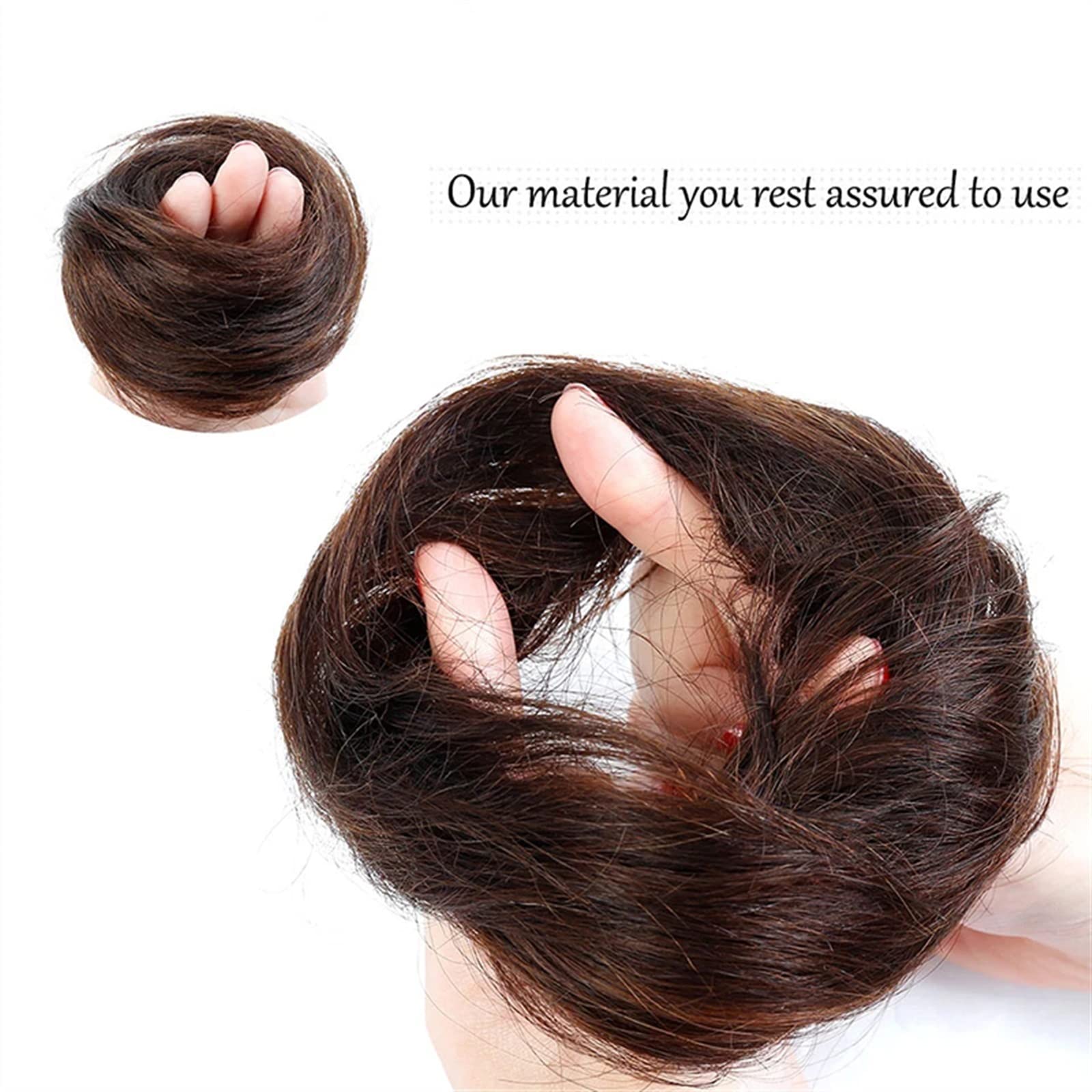 moño desordenado pieza de pelo 1 unidad de postizos de moño con banda de goma elástica for mujeres, moño de cabello humano, moño desordenado, pieza de cabello, moño de donut, cabello Remy brasileño Ha