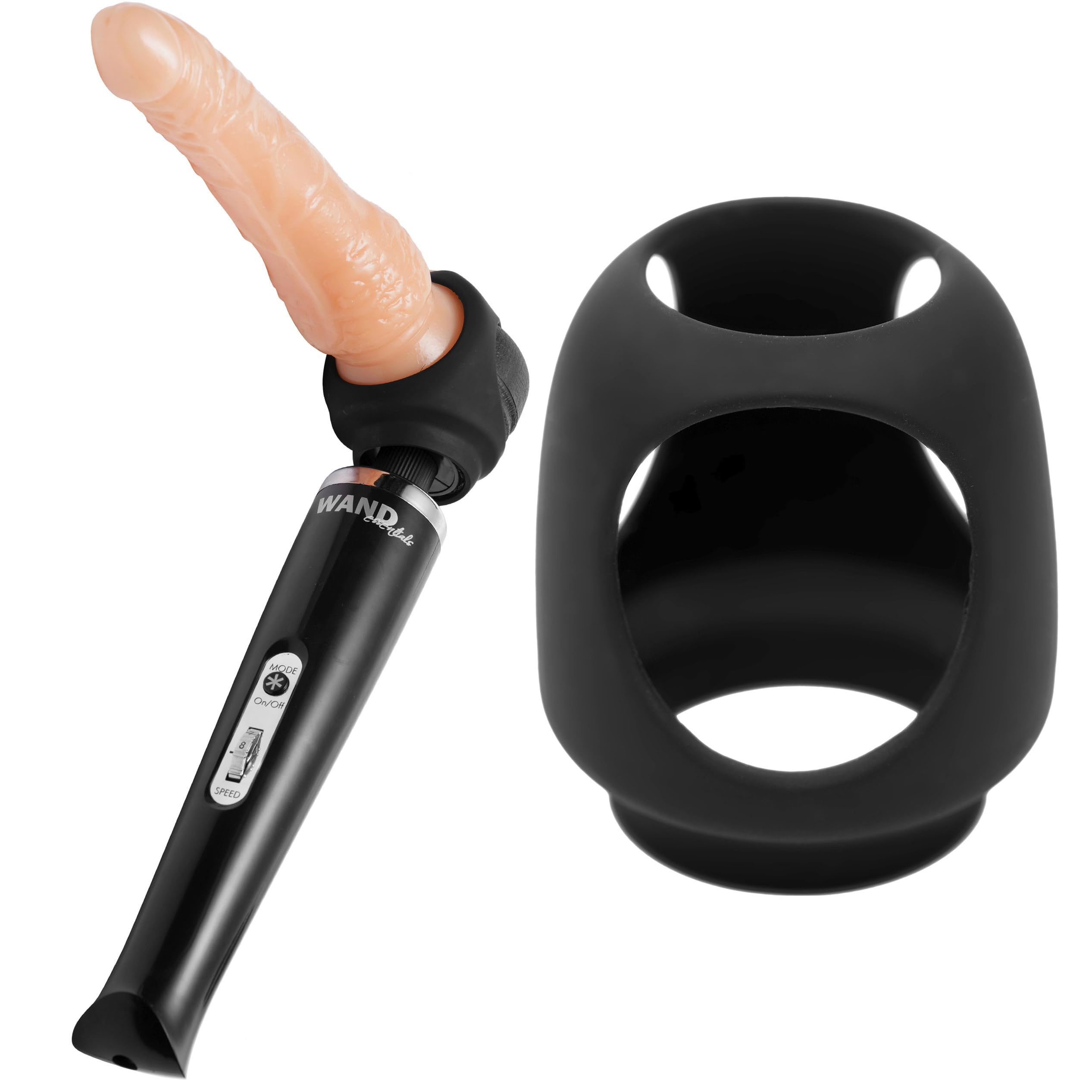 Wand Essentials Strap Cap Wand Harness for Dildos, Black, (ae137)