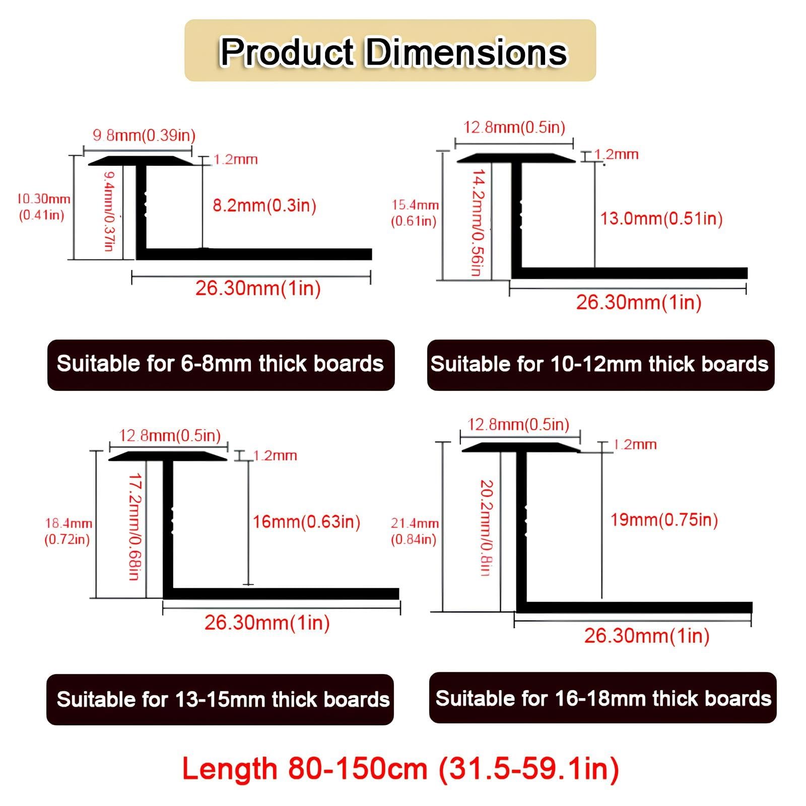 Profilo Coprifuga Pavimento In Alluminio, Striscia Di Soglia Piatta Parquet | Profilo di Transizione Porta e Riempimento Fessure Parquet e Piastrelle(Black,13-15mmx110cm)