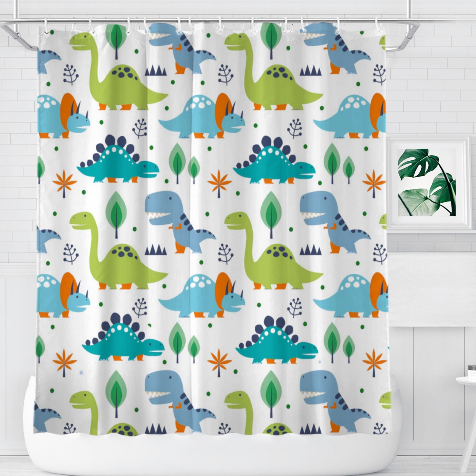 Abaysto Dinosaur Shower Curtain, Waterproof Shower Curtains for Bathroom 12 Hooks Included, Washable Durable Polyester Fabric Bathroom Curtain Decoration 180x180cm