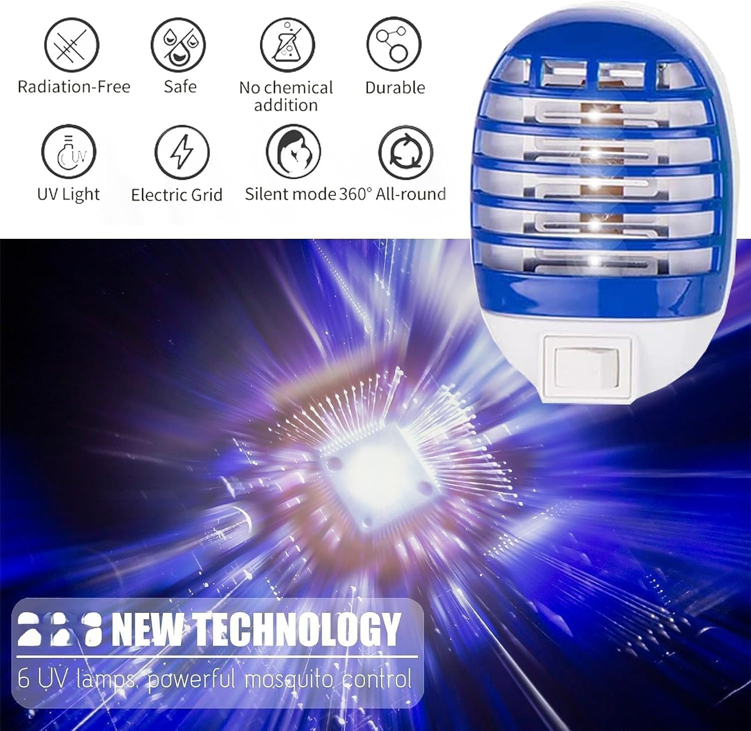 Lampe Anti-Moustiques Électrique - Pack De 4 - UV 365nm, Haute Tension - Sans Produit Chimique, Pour Intérieur