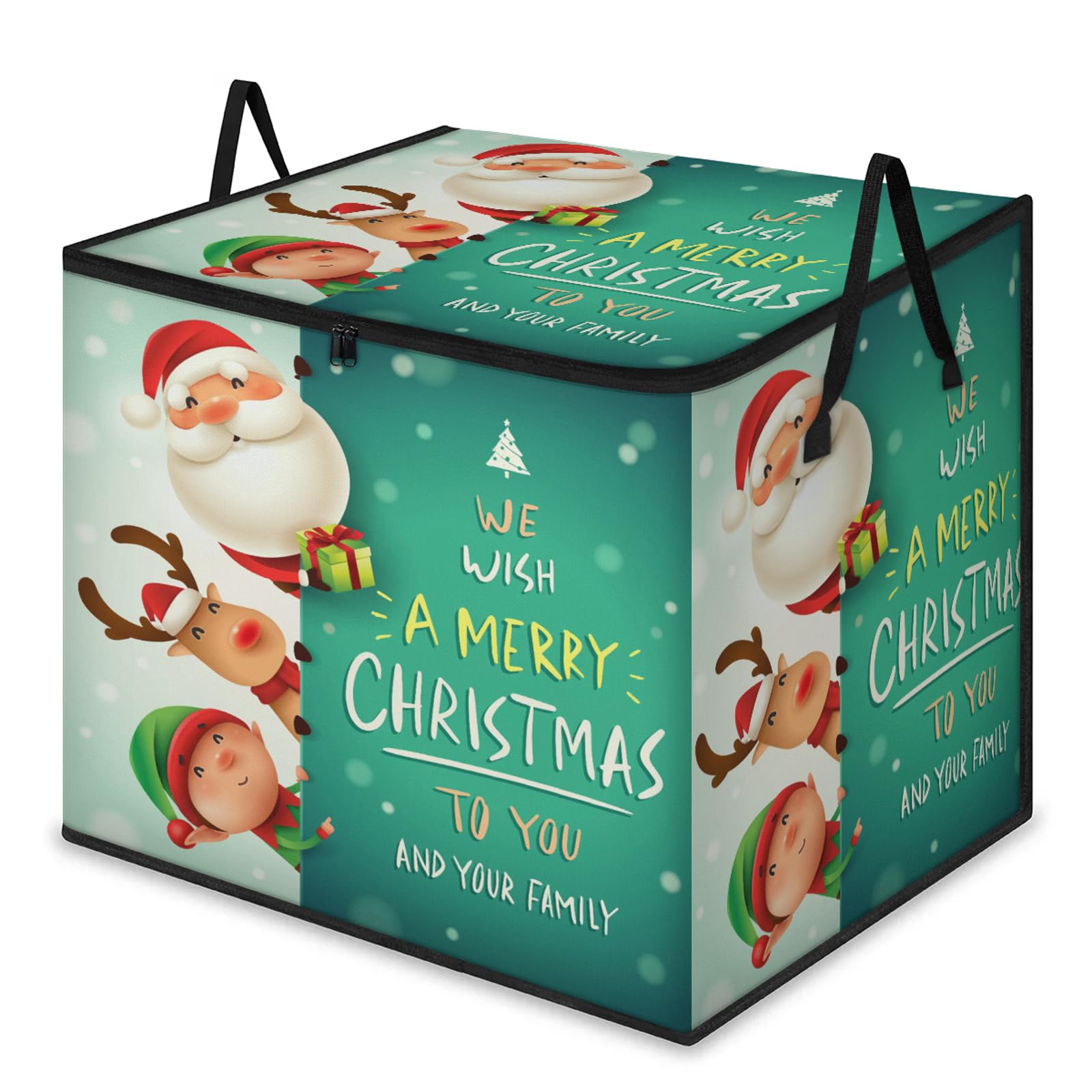 Bolsas de almacenamiento grandes de Navidad con cremalleras y asas, caja de almacenamiento plegable de Feliz Navidad, contenedor de mudanza, organiza mantas, contenedores de ropa, decoración del hogar