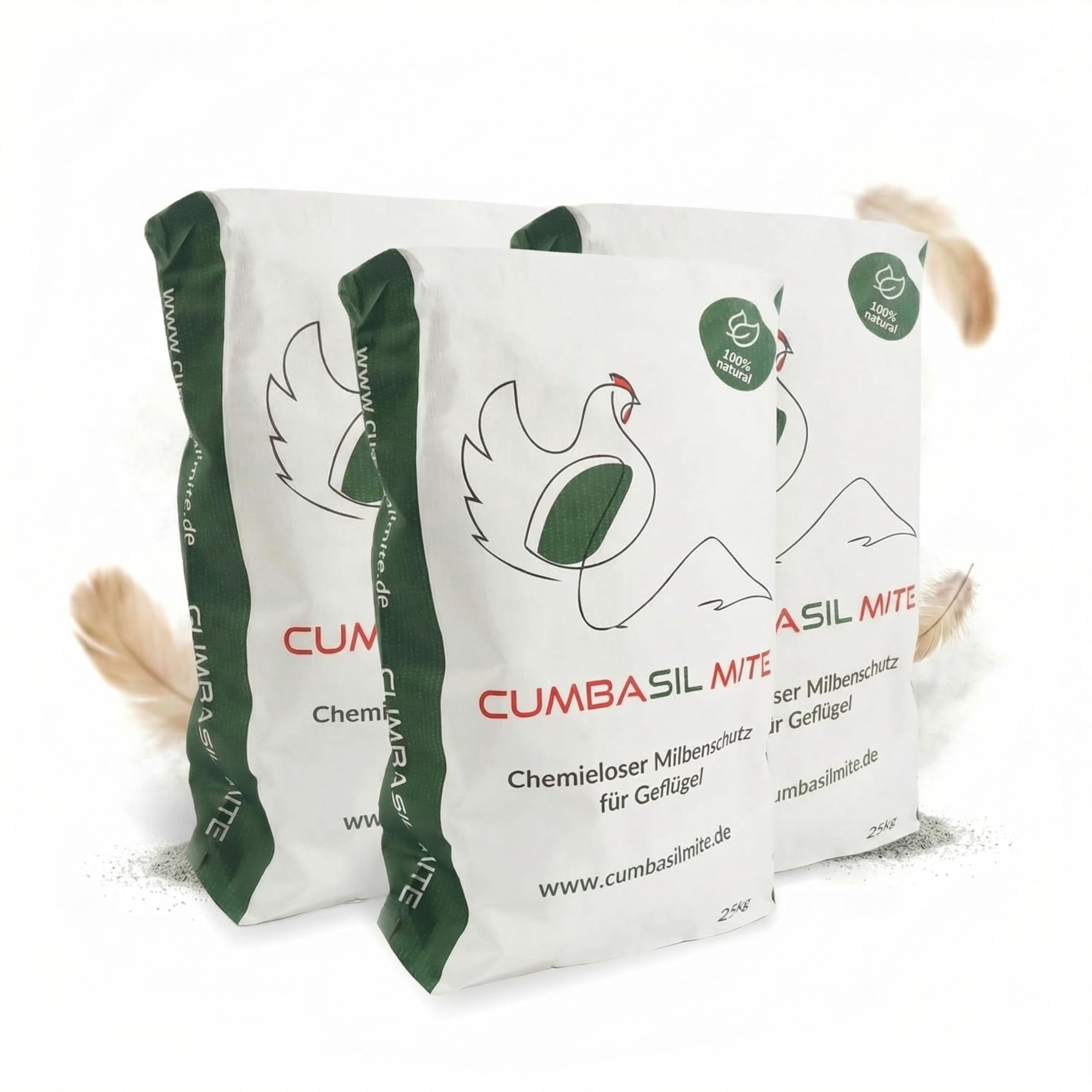 Mite Lot de 3 bains de poussière pour poules, 25 kg, poudre de bain de sable contre les acariens, anti-acariens, protection naturelle contre les acariens, poudre