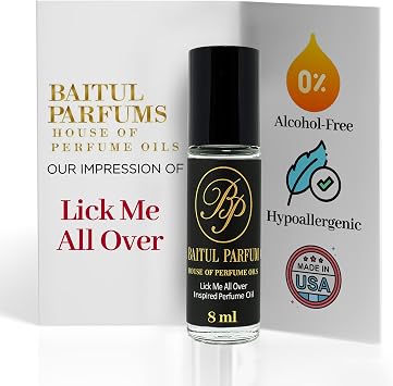 Comparable to Lick Me All Over Alcohol-Free Fragrance - 8ml Travel Size Perfume Oil in Glass Bottle, Perfume Oil Roll On Rollerball for On The Go Use, Long Lasting and 98% True-to-Scent