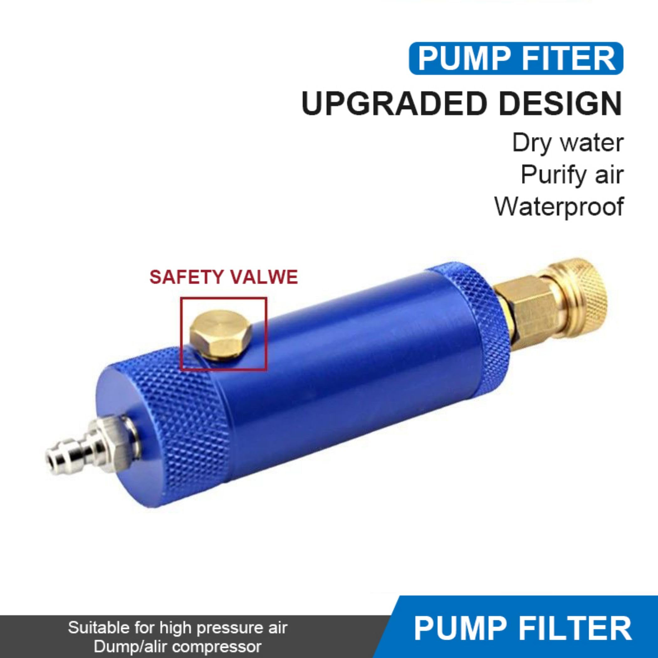 TUXING 4500Psi 300Bar 30Mpa Pompe à main PCP Paintball Filtre Compresseur d'air PCP Séparateur d'eau et d'huile Filtre de plongée Purifier l'air avec tuyau(bleu)