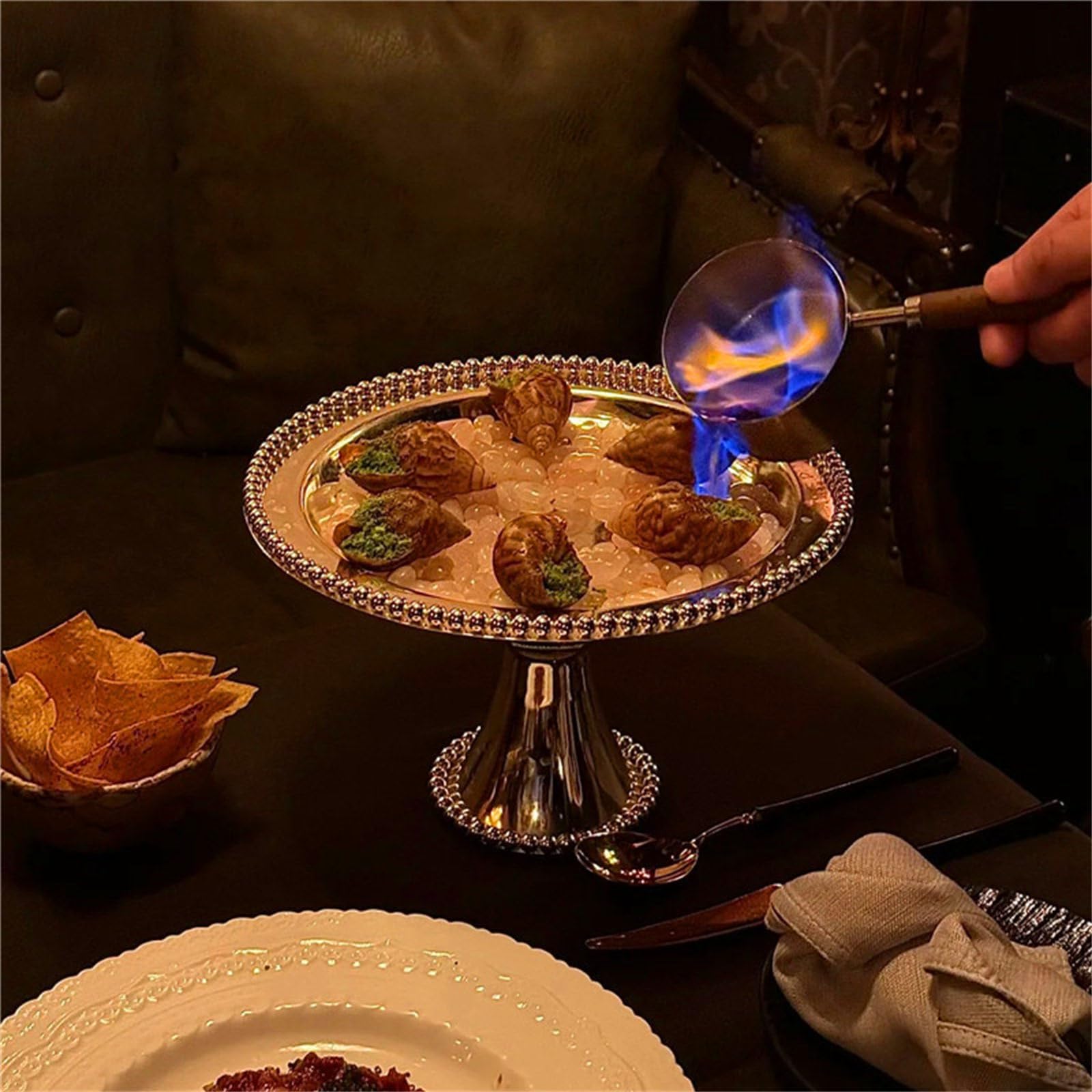 Soporte redondo para tartas con bordes de cuentas, 304, patas