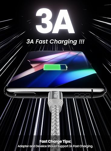 Miniatura 10 de Fasgear Cable USB C de 4.9 pies  USB A a tipo C 3.2 Gen 2 cable trenzado de 10 Gbps Android Auto tipo C cable de datos 3A carga rápida compatible