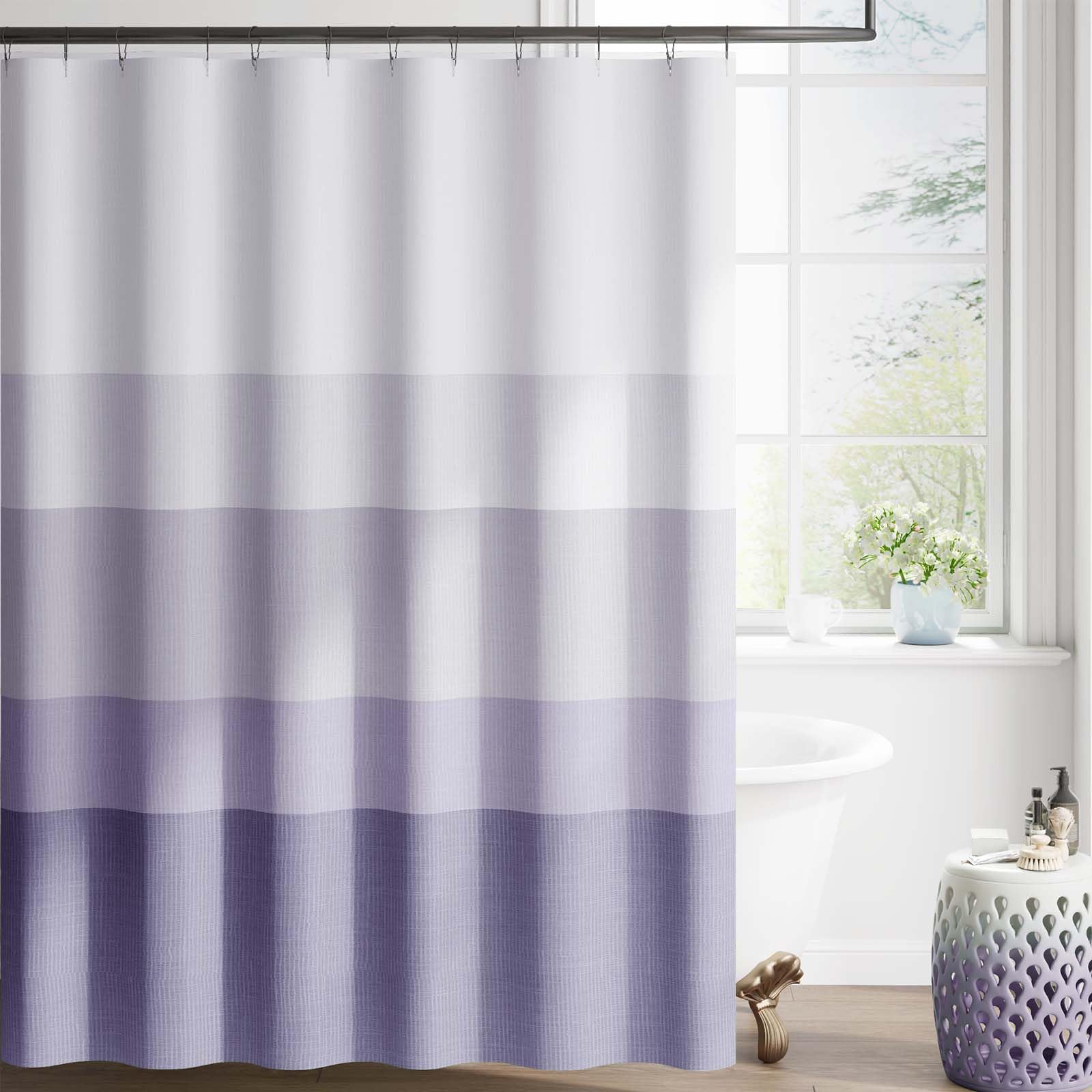 jinchan Ombre Lavender Lilac Striped Shower Curtain Waterproof Fabric Shower Curtains for Bathroom Gradual Color Minimalist Design Modern Neutral Luxury with 12 Hooks 70x72 Inches