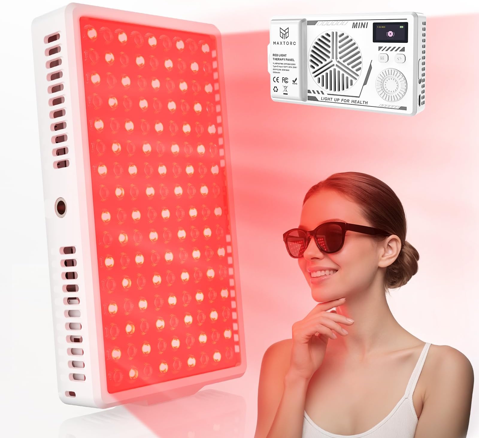 Infrared Red Light Therapy Panel with 144 LEDs for Face Body, Dual Wavelength (660nm Red & 850nm NIR) for Pain Relief, Muscle Recovery, Skin Care, Portable Rechargeable for Home and Travel Use