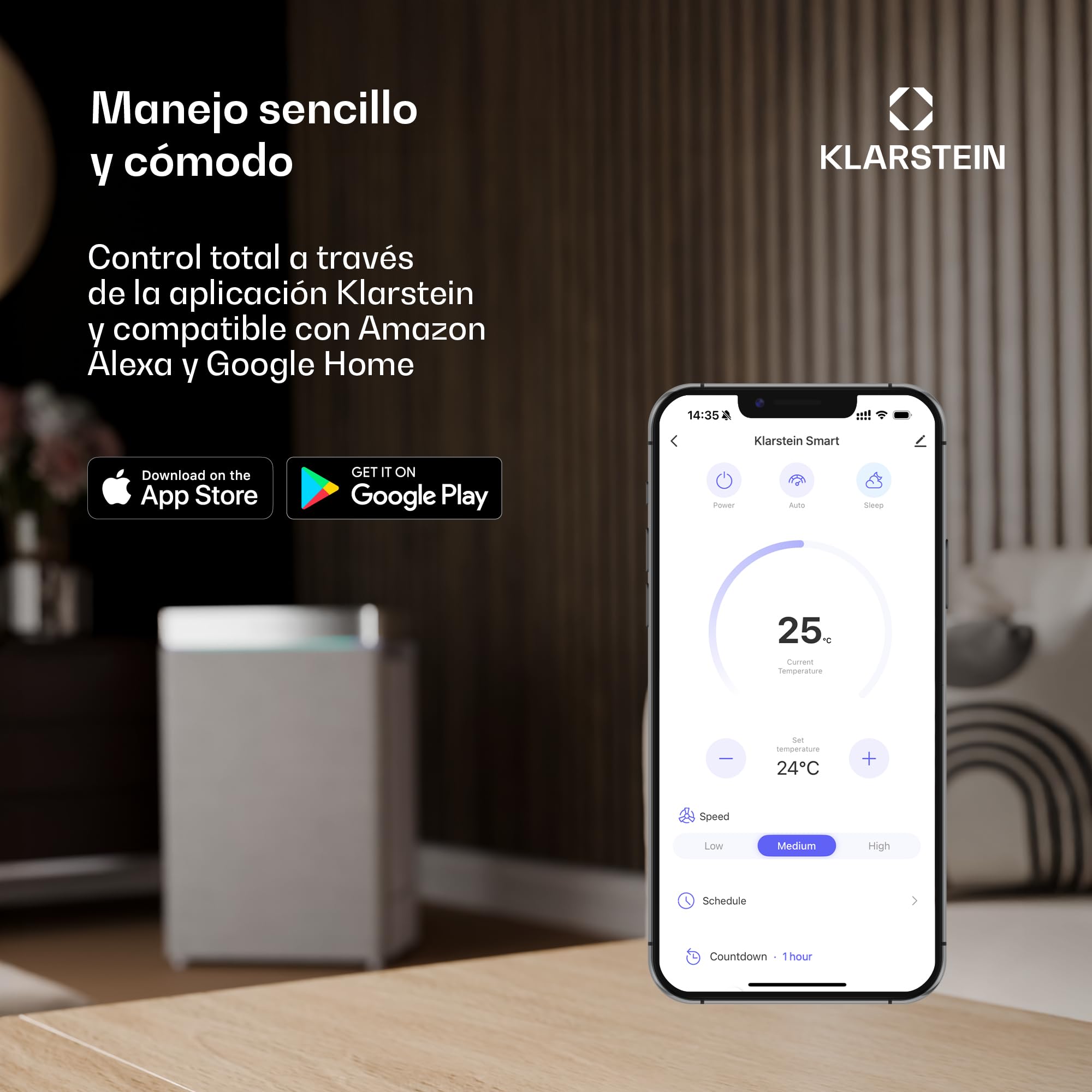Klarstein Chillavan Aire Acondicionado Portátil - 5000 BTU, cubre hasta 20 m², control por app y LED, 3 en 1: enfría, deshumidifica y ventila, eficiente (A), silencioso, perfecto para caravanas.