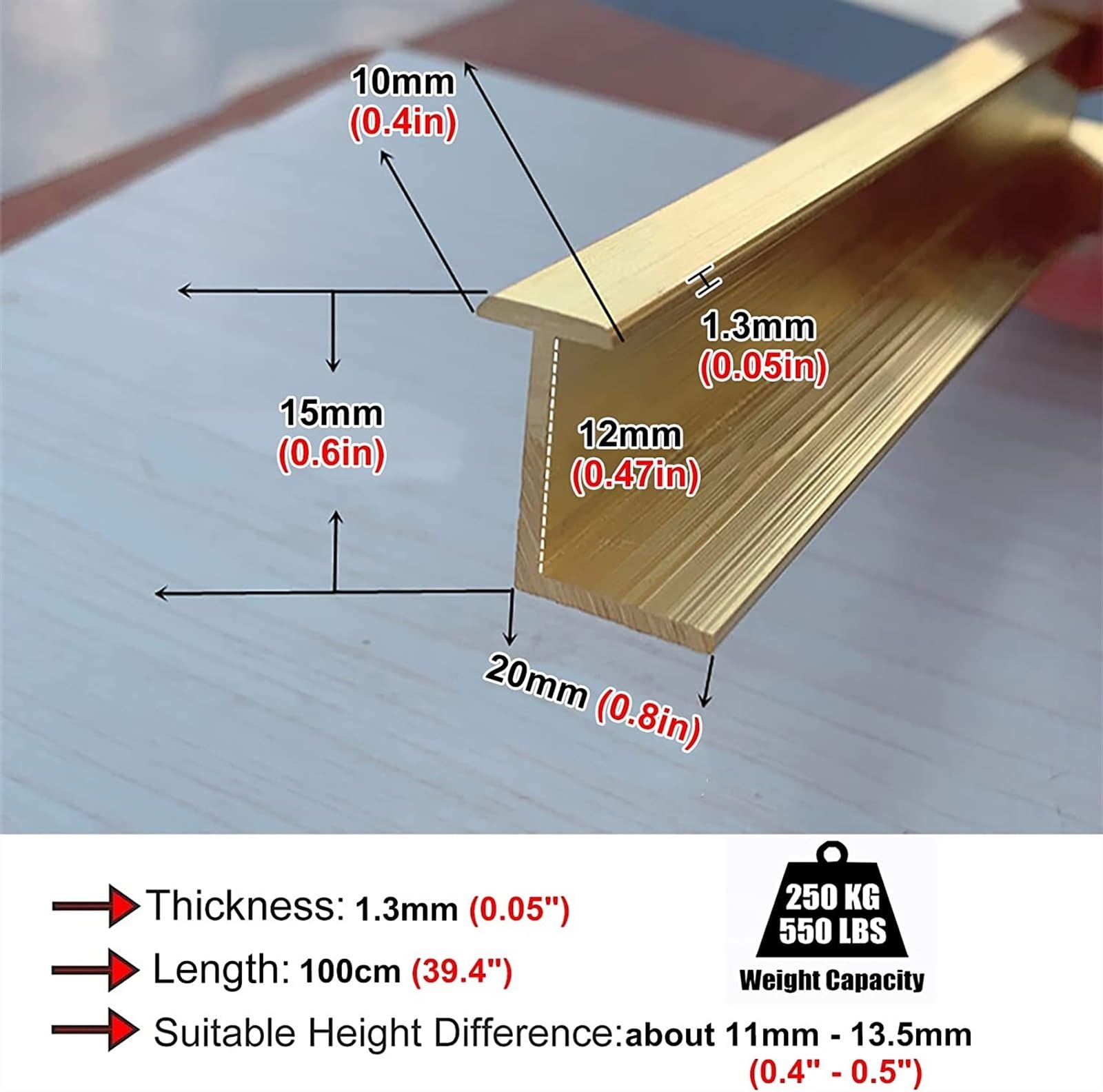 KEuLen Profilo di Transizione, Striscia di Soglia, for Laminato su Legno Duro, Striscia di Copertura for Pavimenti in Stile Z, Barra di Copertura for seminterrato di Porte Interne