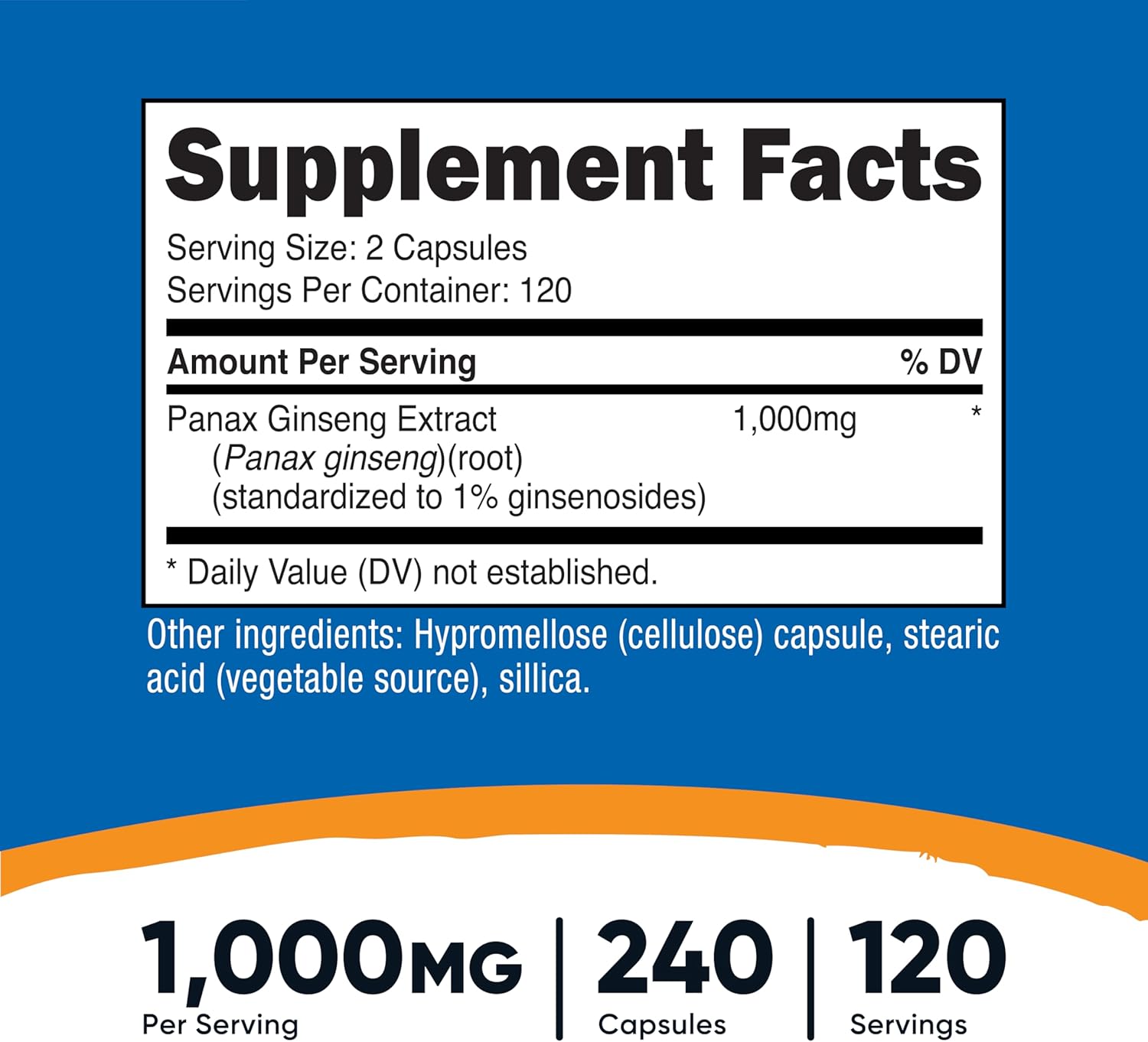 Nutricost Panax Ginseng 1000mg, 240 Capsules - Non GMO, Gluten Free, 120 Servings - Image 2