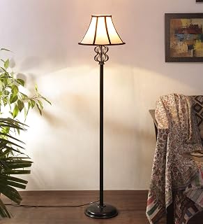 Devansh Cotton Off White & Brown Soft Back Designer Iron Floor Lamp for Home Decor (Off White Medium) Price In India