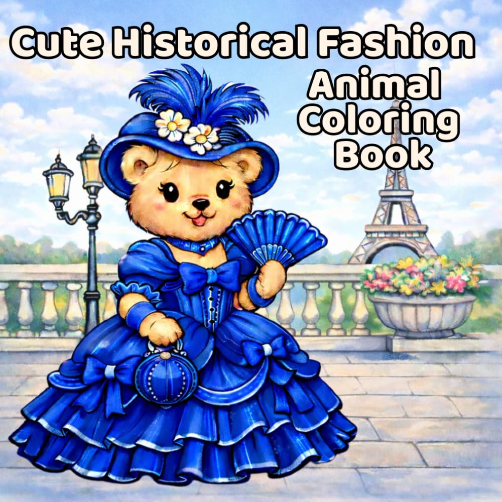 Cute Historical Fashion Animals: 40 Disegni tra Epoche Iconiche con Sfondi Dettagliati per Adulti e Ragazzi