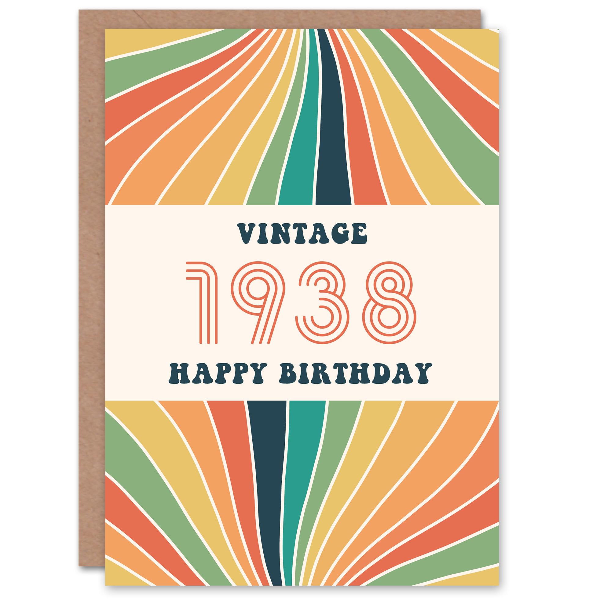 Artery8 Vintage Retro Him Her Rainbow Born 1938 Aged 87 Years Old 87th Birthday Card Mum Dad Gran Grandad