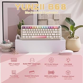 Amazon | YUNZII B68 65％ ワイヤレスメカニカルキーボード