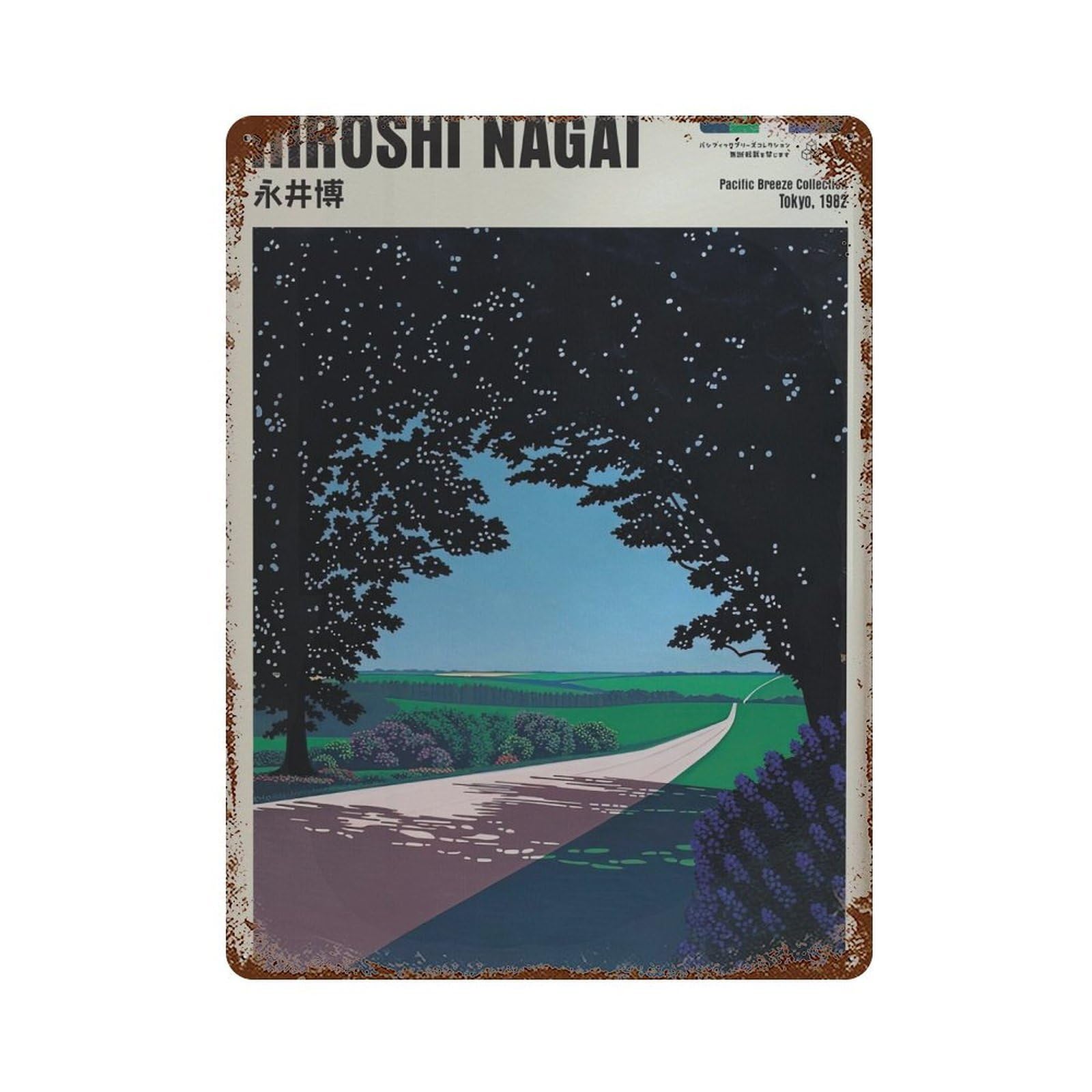 xiaoxiaoshen Hiroshi Nagai City Pop Landscape Wall Decor Art Metal Tin Poster Modern Home Decor Art Home Bar Shop Decorations Vintage Sign 40x30cm