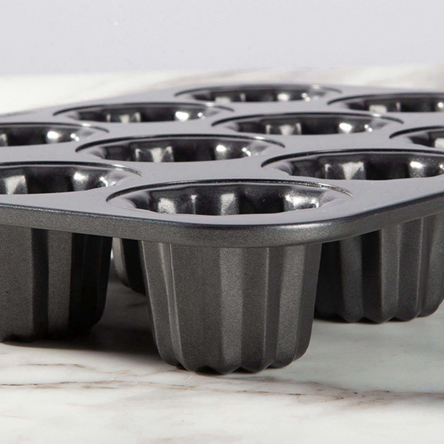 2X Moule à Gâteau Canele à 12 Cavités Moule à Gâteau Antiadhésif Canele Muffin Moule à Cupcake pour la Cuisson au Four Moules à Pouding