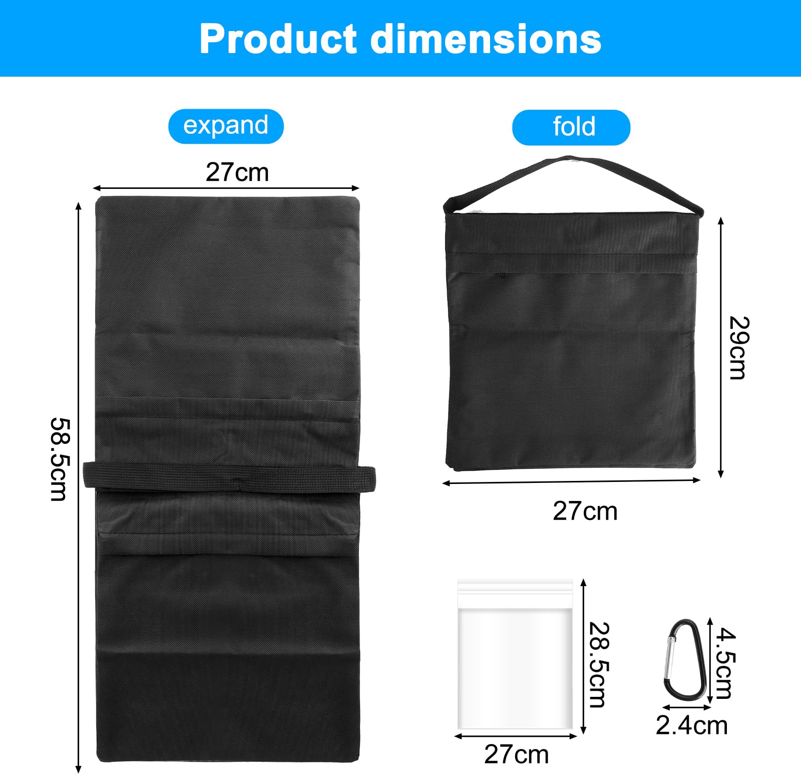 Lot de 4 sacs de sable pour lestage avec 4 crochets d'escalade et 8 sacs de fermeture, poids pour tonnelle, sac de sable pour studio photo, extérieur, pavillon et lestage de tente