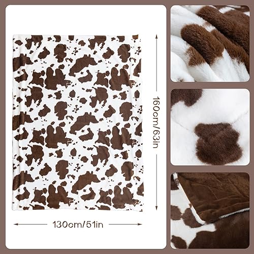 Miniatura 2 de PAPER JAZZ Manta con estampado de vaca, manta de franela de vaca de dibujos animados, manta de sofá con temática de animales de vaca, manta de viaje