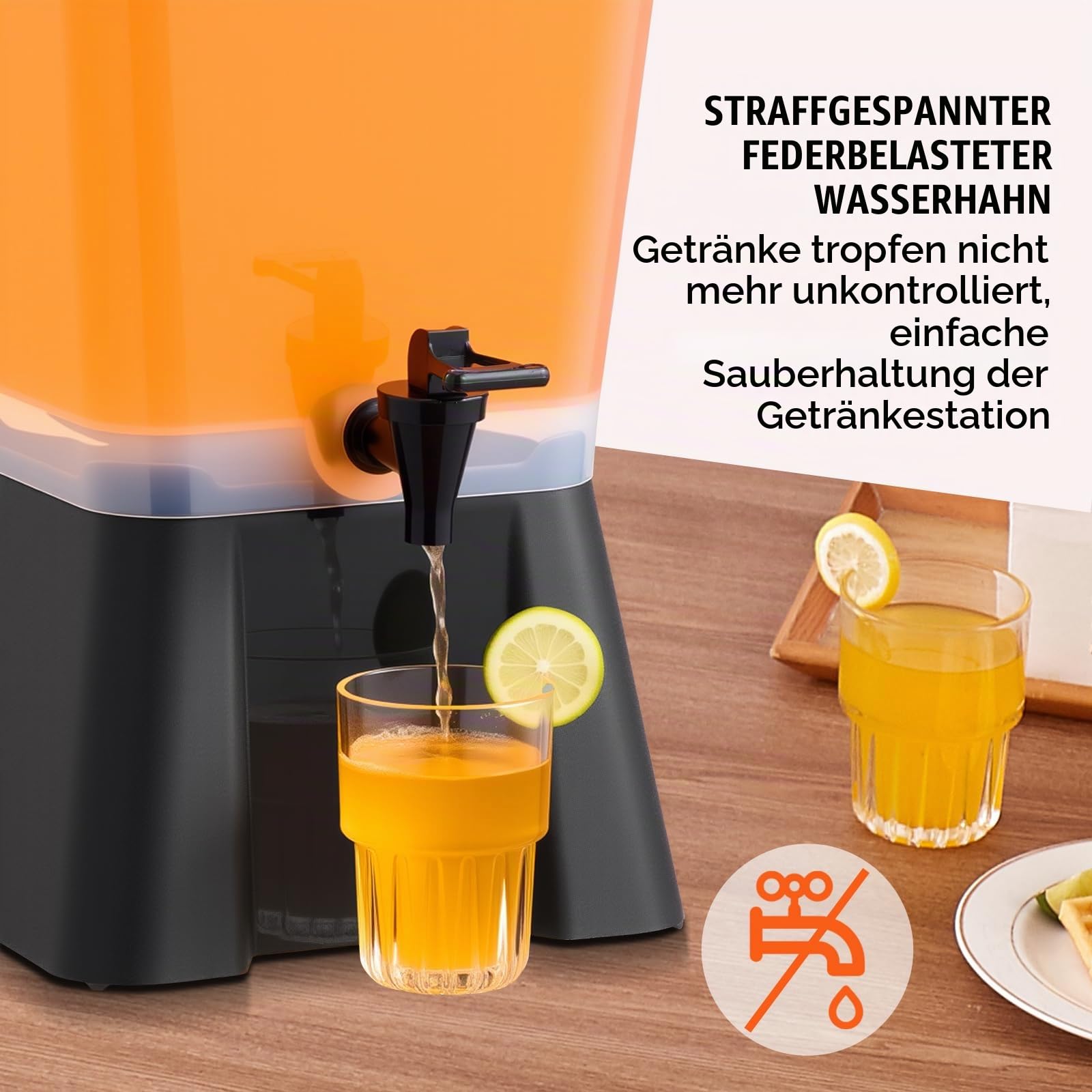 VEVOR Getränkespender (19 L) für Partys, Saftspender aus Kunststoff mit tropfsicherem Zapfhahn Wasserspender für Restaurants Hotels Partys, Limonade Eistee selbstgemachte Getränke Spender