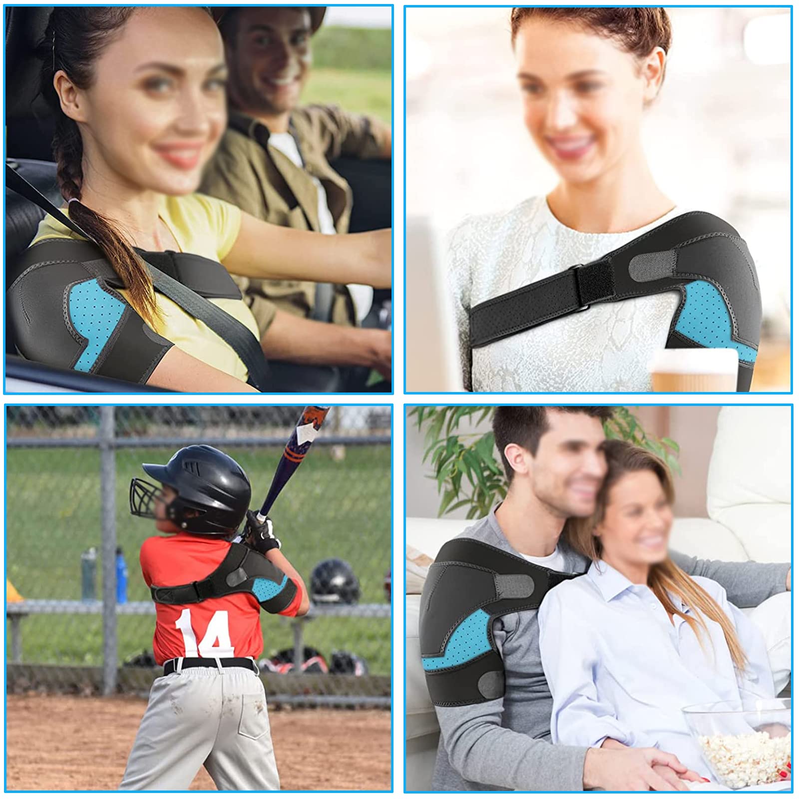 Tutore Spalla Destra E Sinistra Neoprene Braccio Supporto Della Spalla Benda Regolabile Supporto Per Braccio Fascia Spalla Tendinite Dislocazione Della Spalla Lesioni Sportive (Blu)