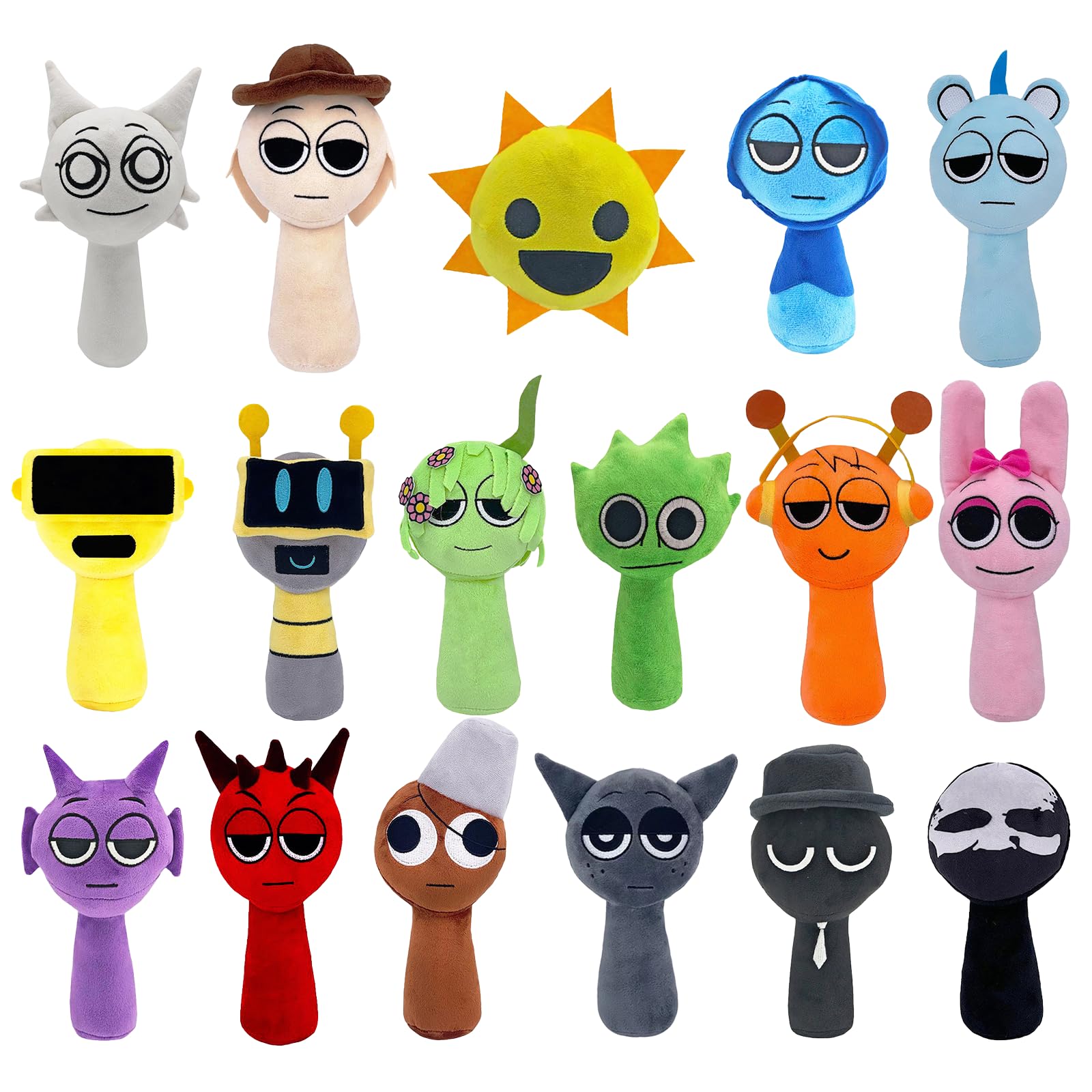 PARTYAGE Sprunki Game Plush,Sprunki Plushies Cute Stuffed Animals Pillow Plush Figure Sprunki Toys Doll Fun Gifts for Kids Adult Playtime 17 Pcs