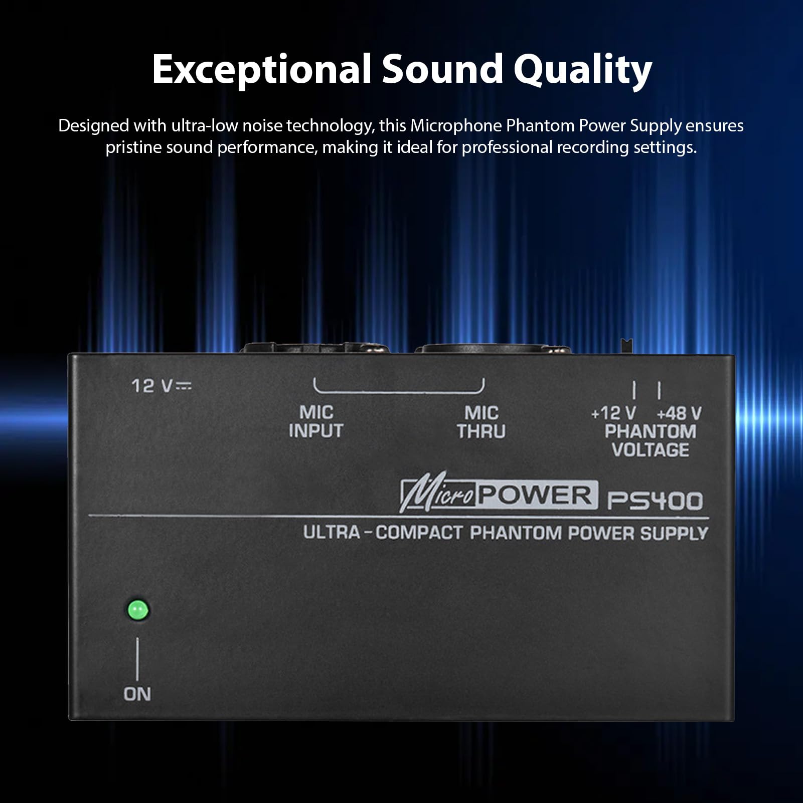 48V 12V Phantomspeisung, Metallmikrofon Geräuscharmes Soundgerät Shell Mic Power Phantom Box Mikrofon Stromquelle für Kondensatormikrofon Musikaufnahmegeräte