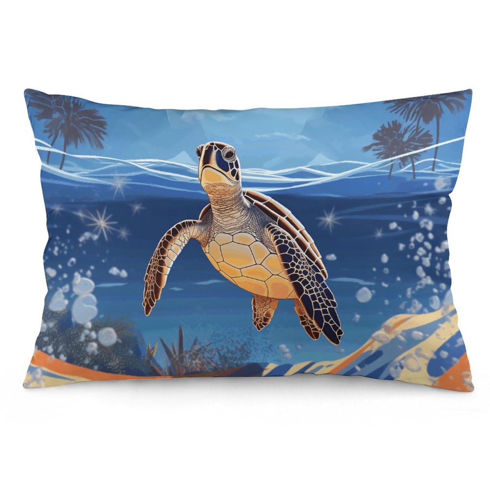 NTVOWPZO 2 Pack Decoration Throw Pillow Covers 20"x30" Pillowcases Covers Turtle on The Beach Pillowcases Modern Farmhouse Home Decor Sofa Cushions Covers for Couch Bed Living Room
