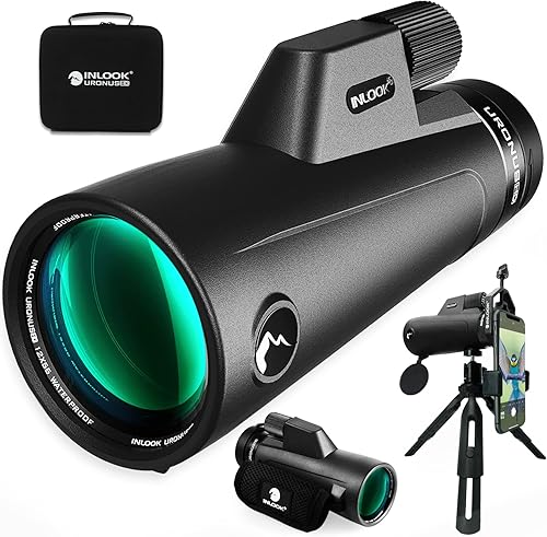 INLOOK - Telescopio monocular HD de 12 x 56 pulgadas, alta definición con prisma BAK4 y lente FMC, monocular ligero e impermeable con trípode