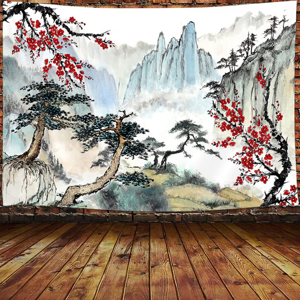 JAWO Japanese Tapestry, Cherry Blossom Tapestry, Asian