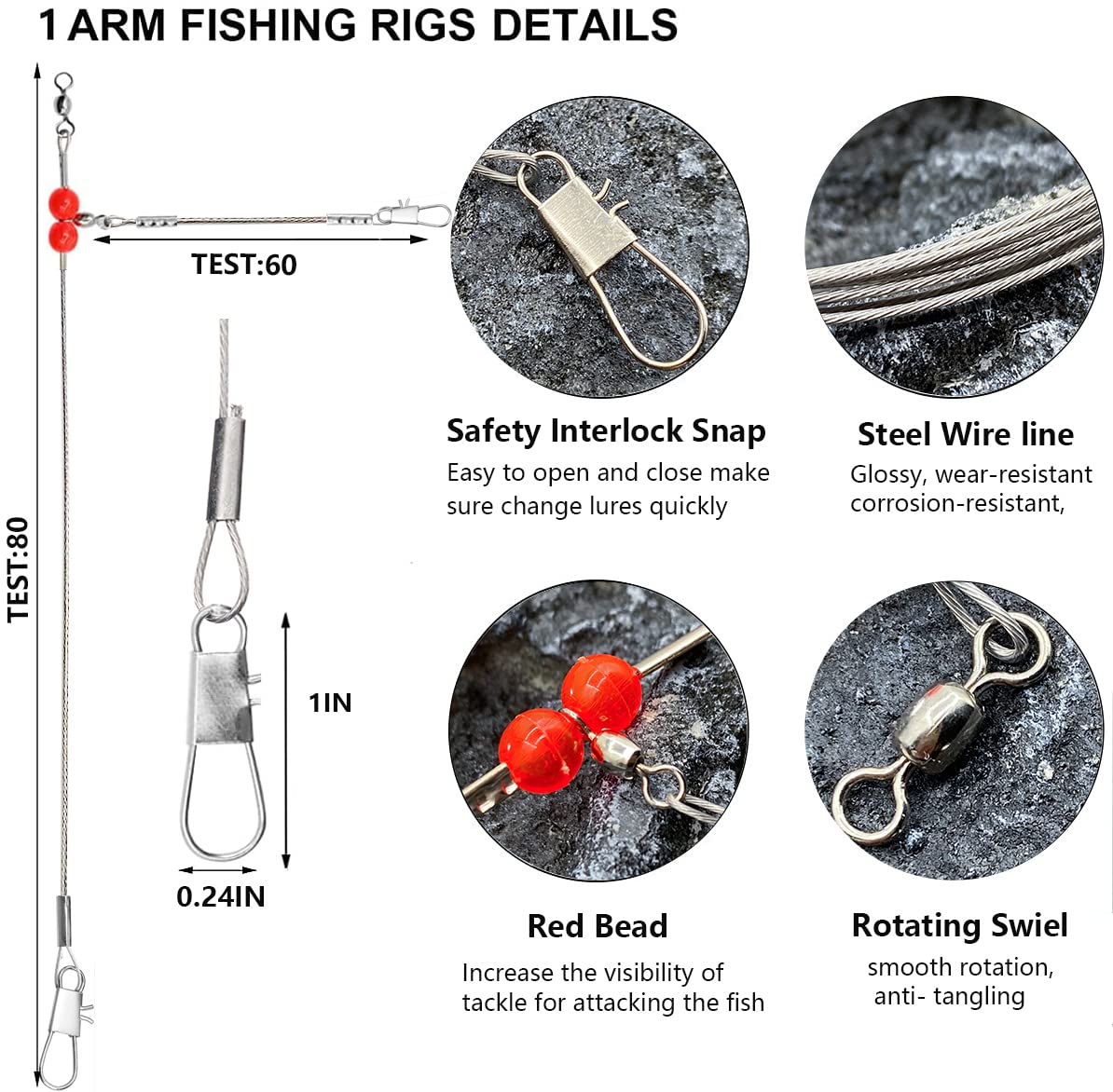 YOTO Fishing Leaders,Stainless Steel Tackle Rig