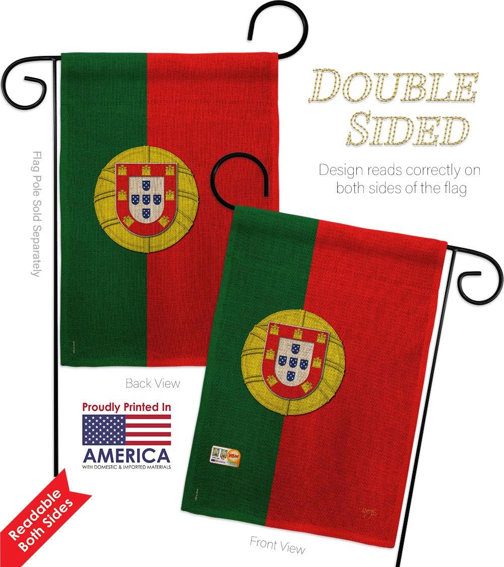 Portugal Burlap Garden Flags Pack Regional Nationality Nation International World Country Particular Area USA Vintage Applique Small Decorative Gift Yard House Banner Double-Sided Made In 13 X 18.5