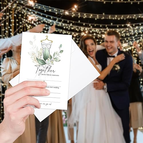 Miniatura 5 de ESAMP Invitaciones de boda para vestidos, kit de invitación para fiesta de boda con vegetación, suministros para fiestas y recepciones, invitaciones