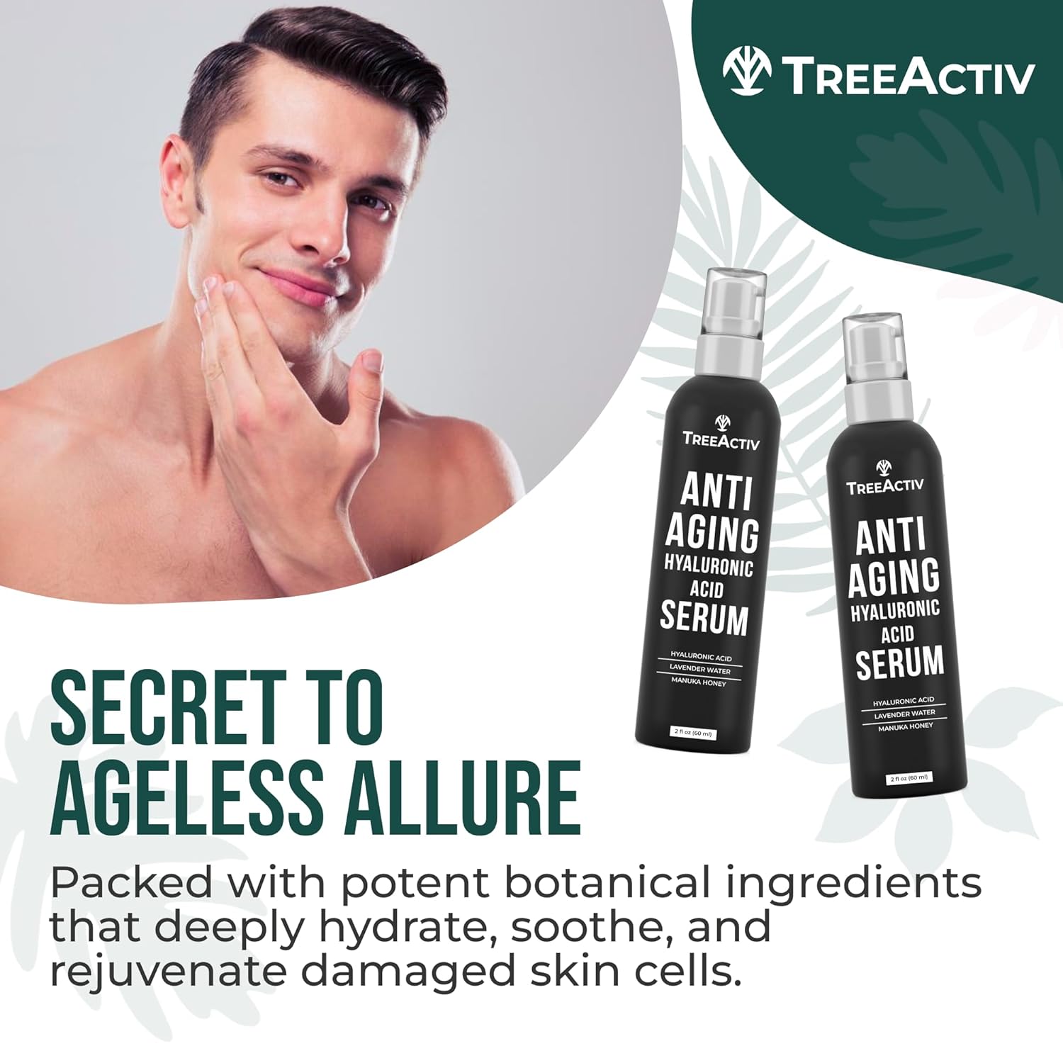 Anti-Aging Hyaluronic Acid Serum for Face 2 oz, Hydrating Wrinkle Repair for Skin Care, Pure Hyaluronic Acid Face Serum for Women, Oil-Free Anti-Aging for Advanced Skin Repair TreeActiv - Image 6