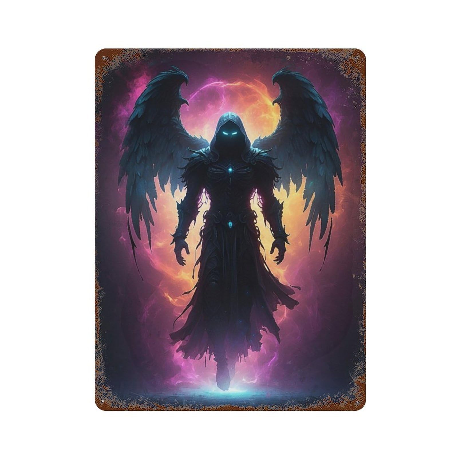 Garage Style Moonlight Predator Rustic Tin Plaque 15.7"x11.8", Classic Wall Plaque for Bar And Workshop