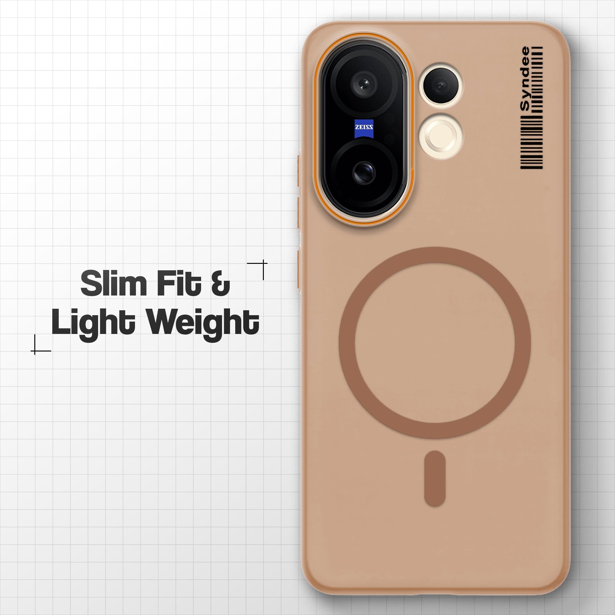 DL3 Mobilak Case Back Cover for Vivo V60 Lite 5G/4G Case, Sleek Frosted Translucent Back Only Compatible with Wireless Magnetic Accessories | Anti-Scratch Shockproof Phone Case (Brown)