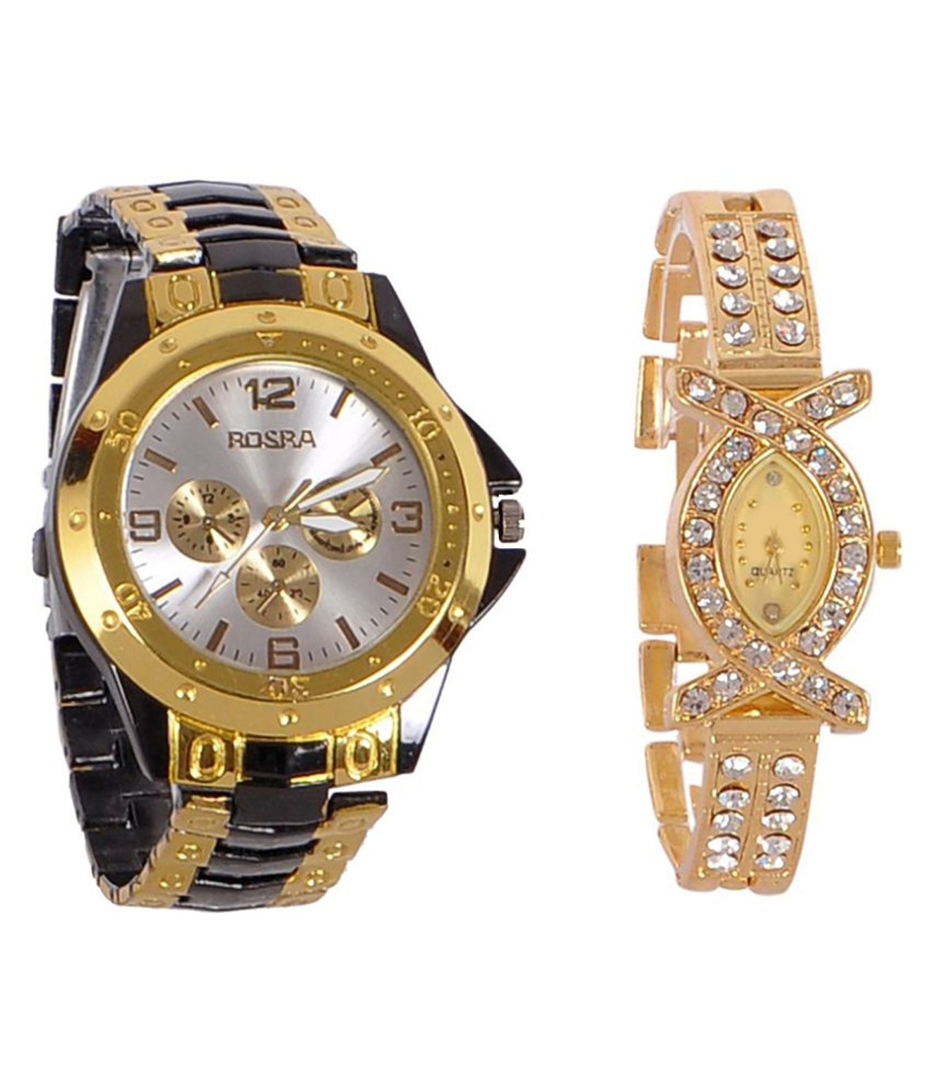 Rosra Stainless Steel Analog Couple Watchs Analog Watch - for Couple (B06ZYRQ5FG) Amazon Price History, Amazon Price Tracker