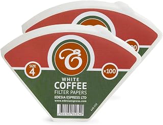 200 Sizes 4 Coffee Filter Paper Cones White By EDESIA ESPRESS | För Manuell Kaffebryggare, Pour Over Och Mjuk Bryggning, Storlek 4 Vit, 200 Filter, Manuell Bryggning