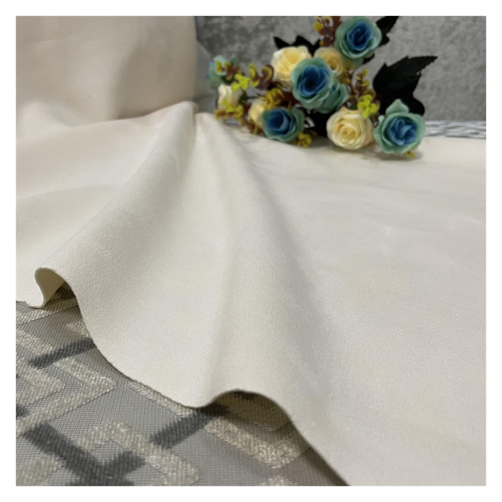 FIgpmwld Faux Suede Fabric, Elastic Suede Multi 50x160cm DIY Background Sofa Cover Tablecloth(Milky)