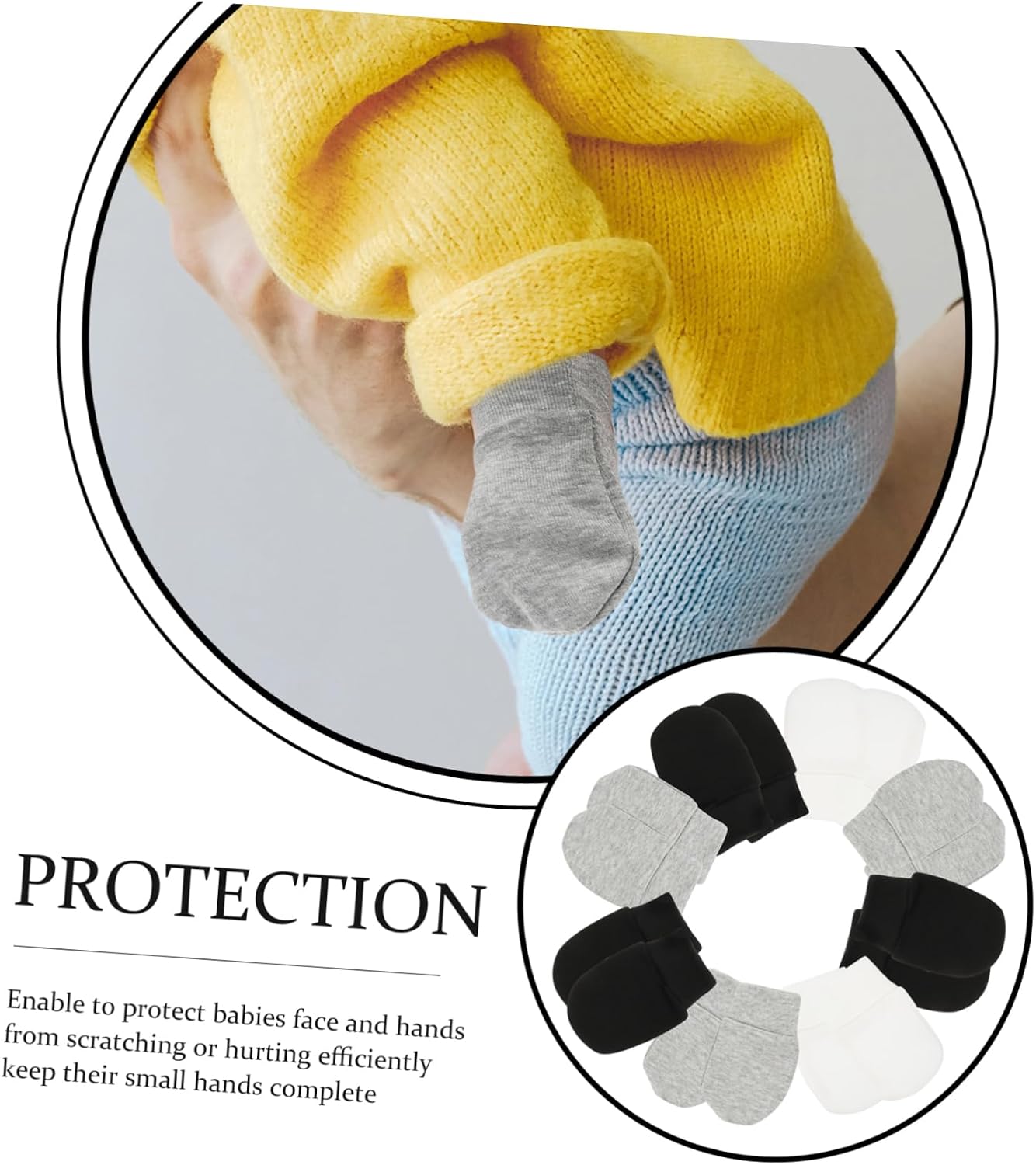 9 Pairs of No Scratch Baby Mittens Breathable Cotton Hand Protectors for Newborns Anti-Scratch Infant Gloves for Boys and Girls Portable and Warm