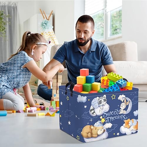 Miniatura 4 de Clastyle Cesto de ropa impermeable plegable portátil azul con animales durmientes, 36L