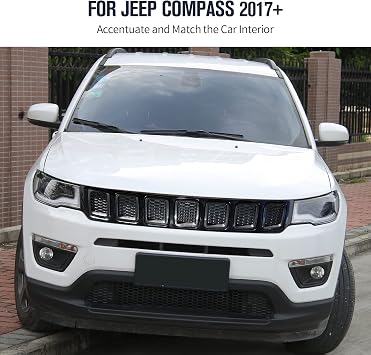 JeCar Grille Inserts ABS Front Grill Cover Exterior Accessories for Jeep Compass MP 2017-2020, Carbon Fiber Finish