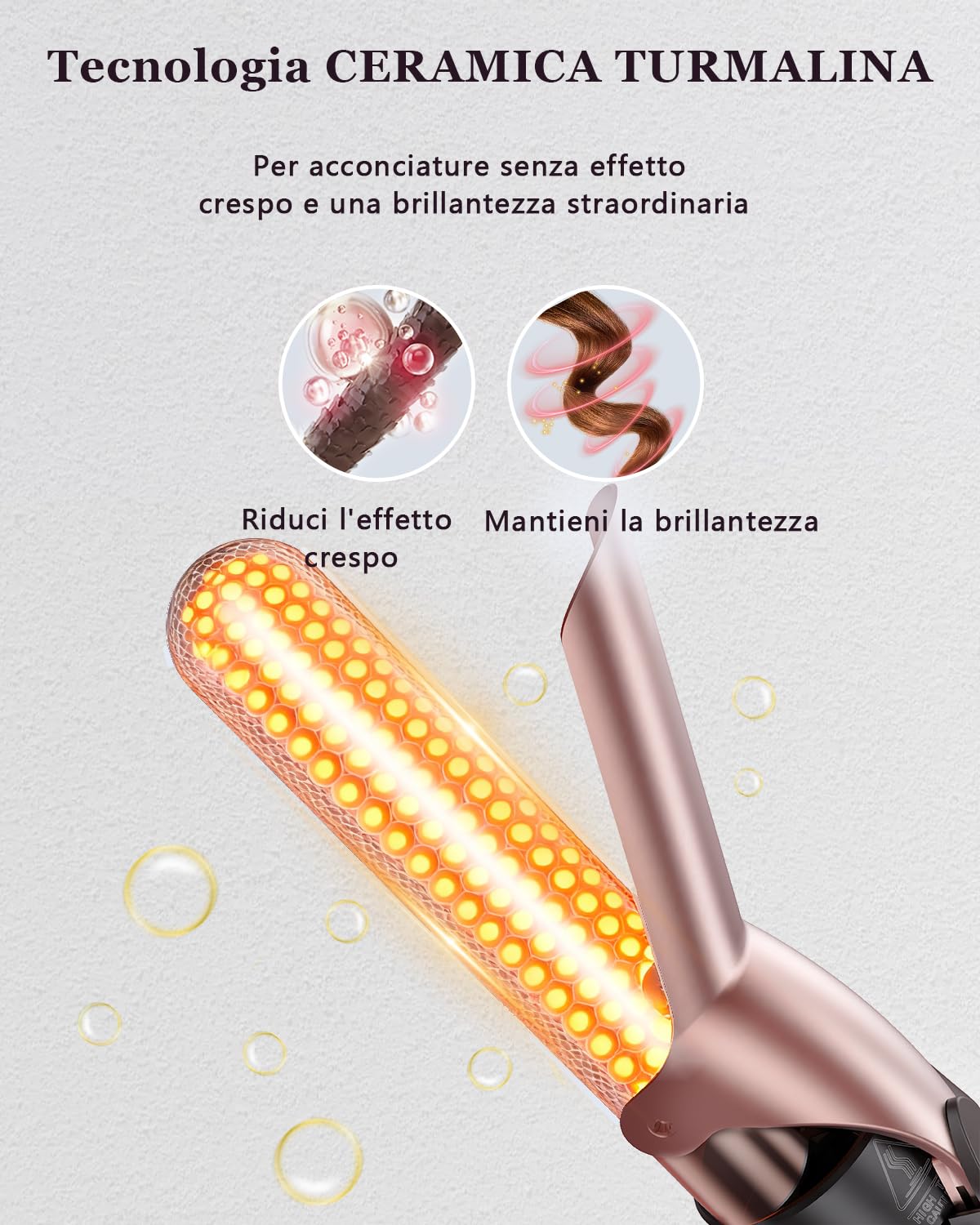 5 in 1 Ferro per Arricciare, Set Bacchetta per Capelli con Spazzola Termica e 4 Bacchette Arricciacapelli in Ceramica Intercambiabili(0.35"-1.25'')Riscaldamento Rapido Doppia Tensione Arricciacapelli