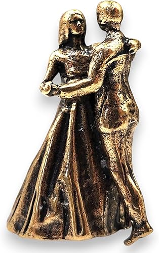 Dancing Couple Miniature Sculpture Handcrafted Brass Collectible Elegant Free Standing Tabletop Figurine